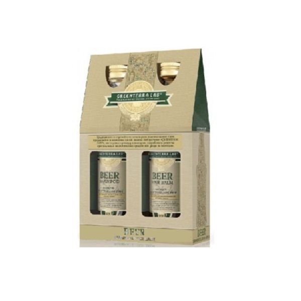 Набор Greenterra Lab шампунь 284 мл + бальзам 284 мл на натуральном пиве для глубокого восстановления и блеска волос