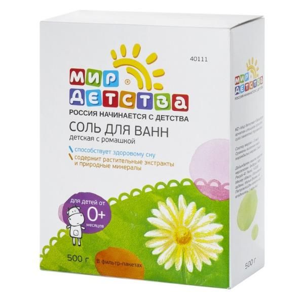 Соль для ванн детская с ромашкой Мир Детства, 500 гр