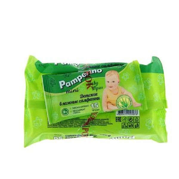 Влажные детские салфетки с алоэ вера Pamperino, 50 шт + подарок 15 шт