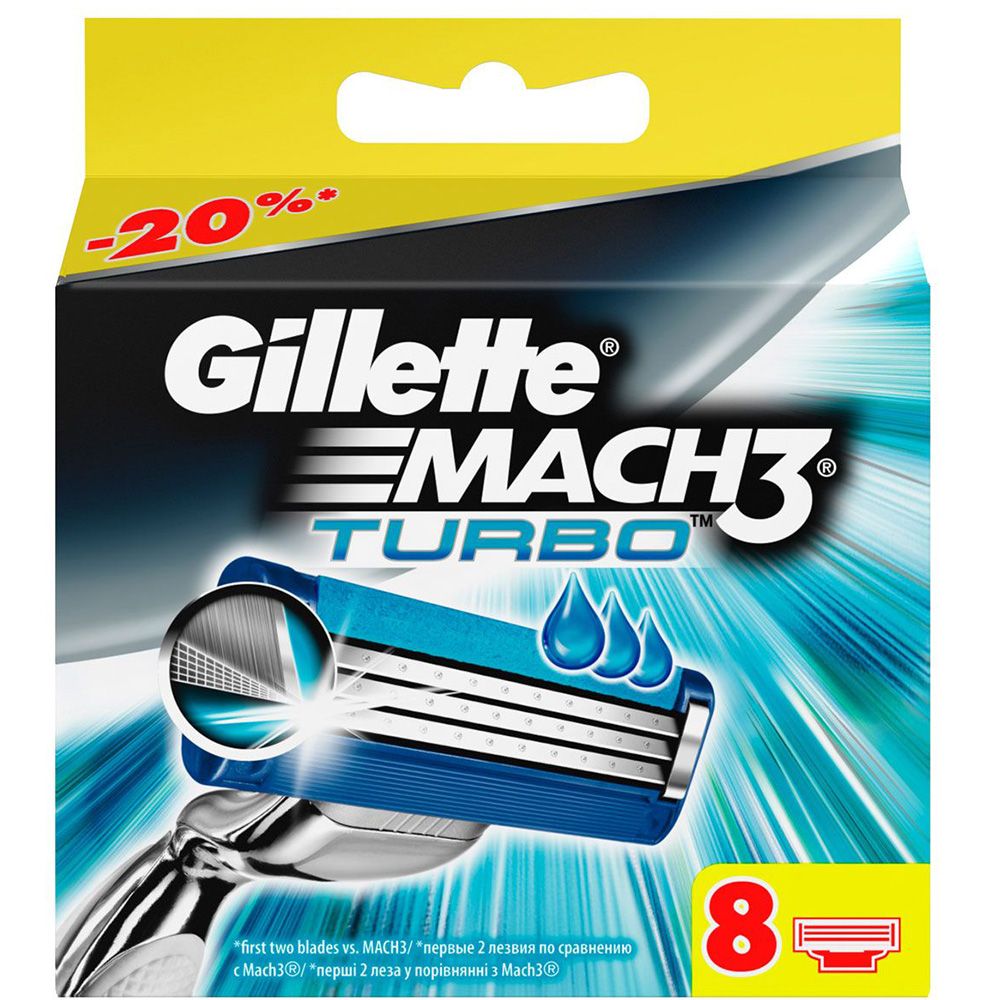 Сменные кассеты mach3 turbo Gillette, 8 шт