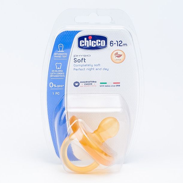 Пустышка Chicco Physio Soft натуральный латекс от 6-12 мес, 1 шт