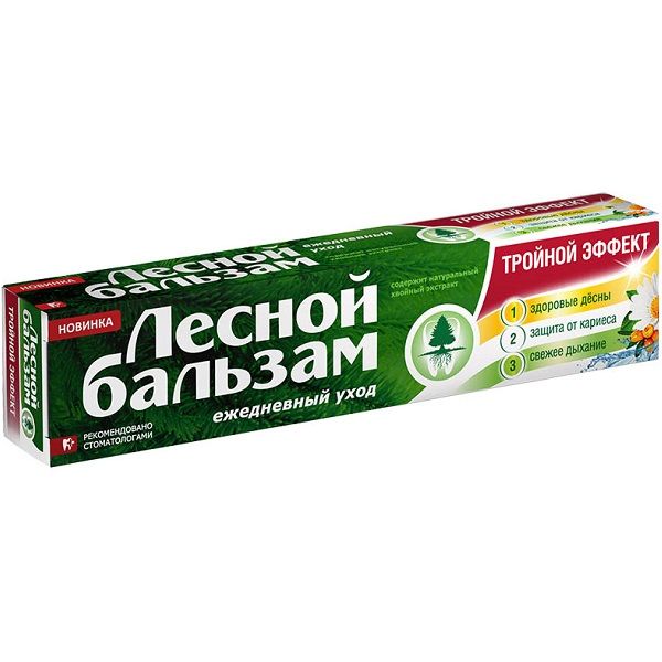 Зубная паста Лесной бальзам на отваре трав с экстрактом ромашки и маслом облепихи, 75 мл
