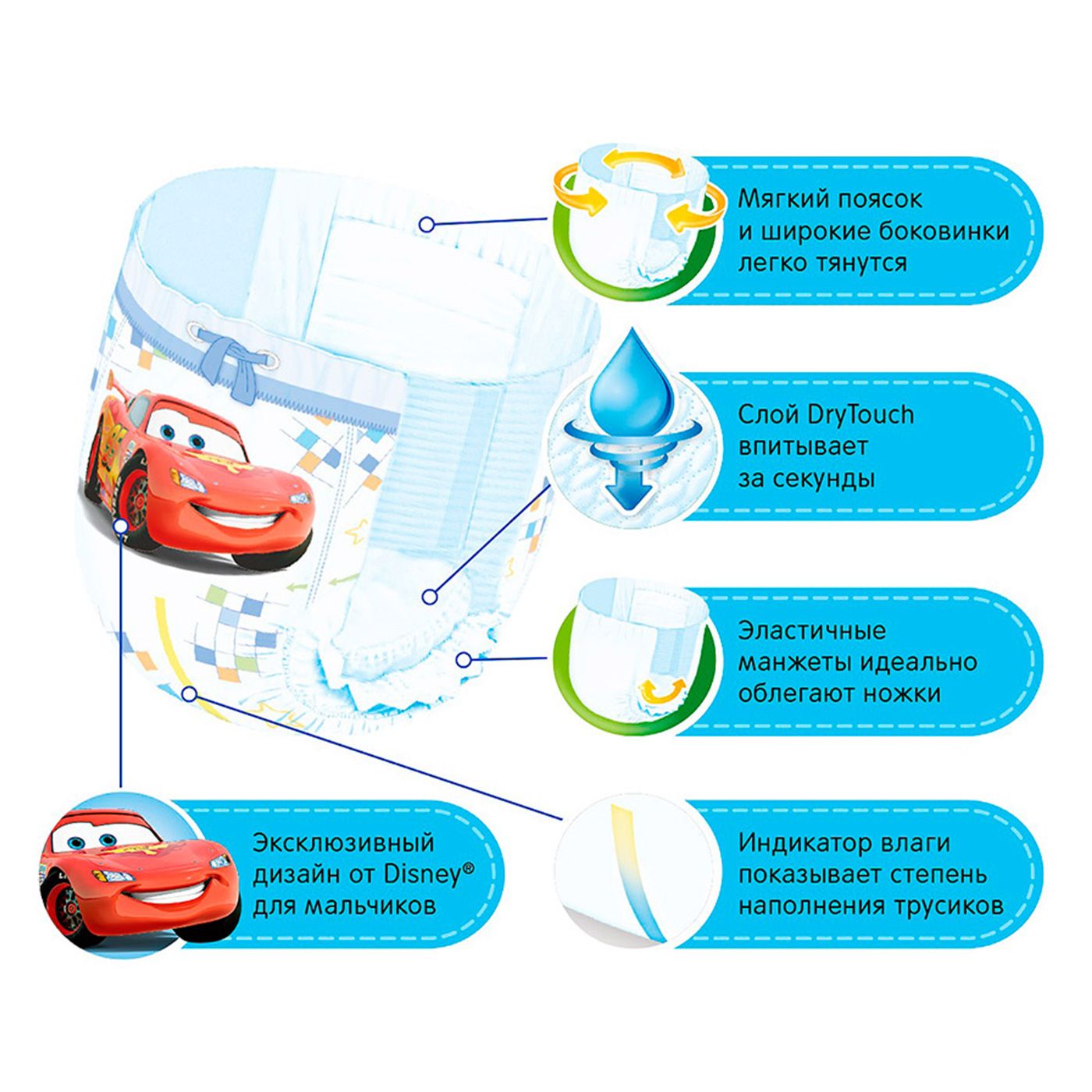 Подгузники-трусики для мальчиков 9-14 кг (размер 4) Huggies, 17 шт