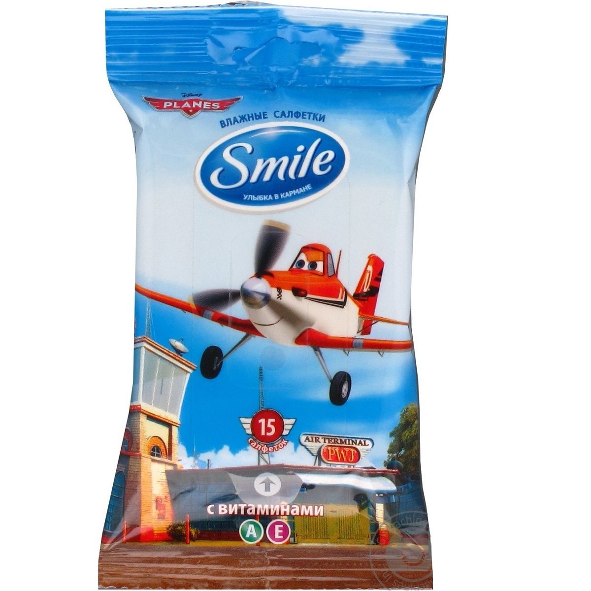 Детские влажные салфетки Smile лицензионные герои, 15 шт