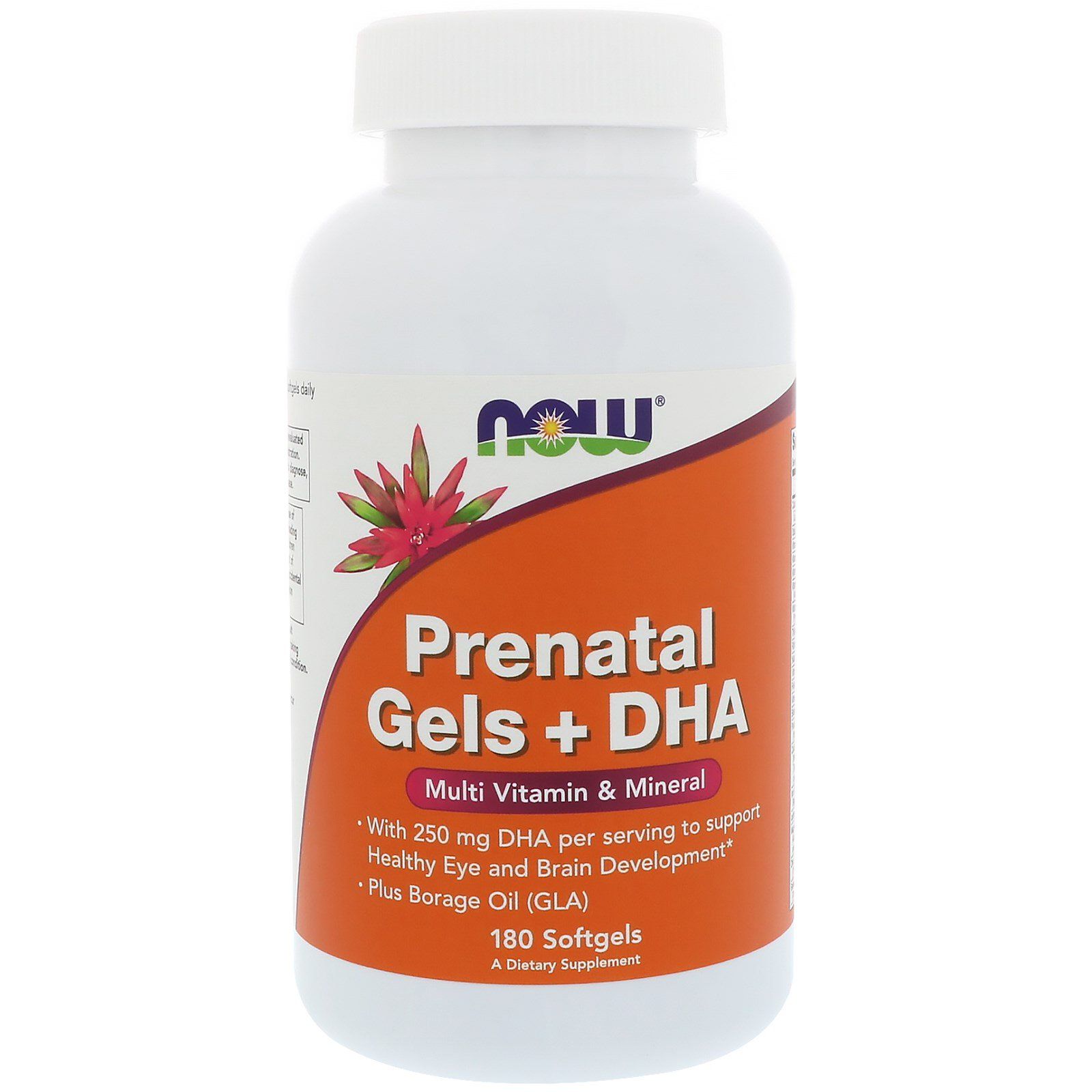 Пренатал + DHA Prenatal Gels + DHA для беременных и кормящих Now Foods, 180 шт