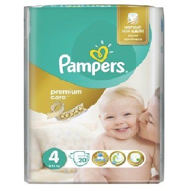 Подгузники для детей Premium Care Maxi  Pampers 8-14 кг, 20 шт