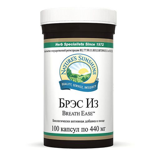 Брэс Из, Breath Ease, Легкость дыхания, NSP, 440 мг, 100 капсул