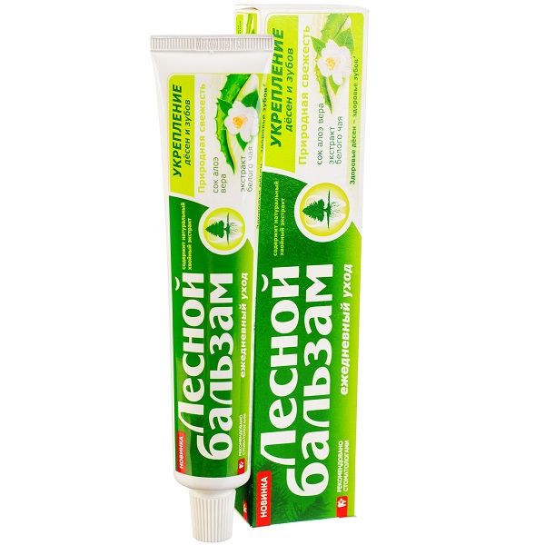 Зубная паста Лесной бальзам на отваре трав с экстрактами алоэ и белого чая, 75 мл