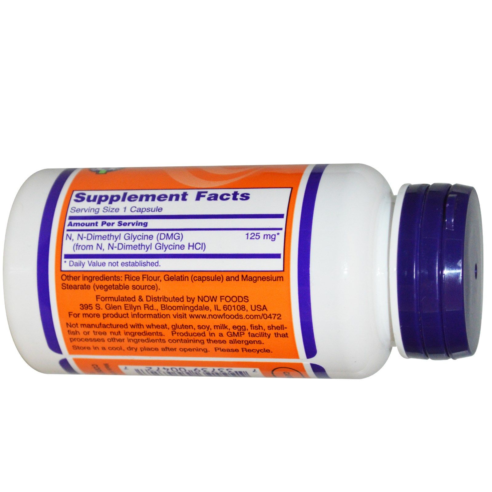 DMG, ДМГ, Диметилглицин, Now Foods, 125 мг, 100 капсул