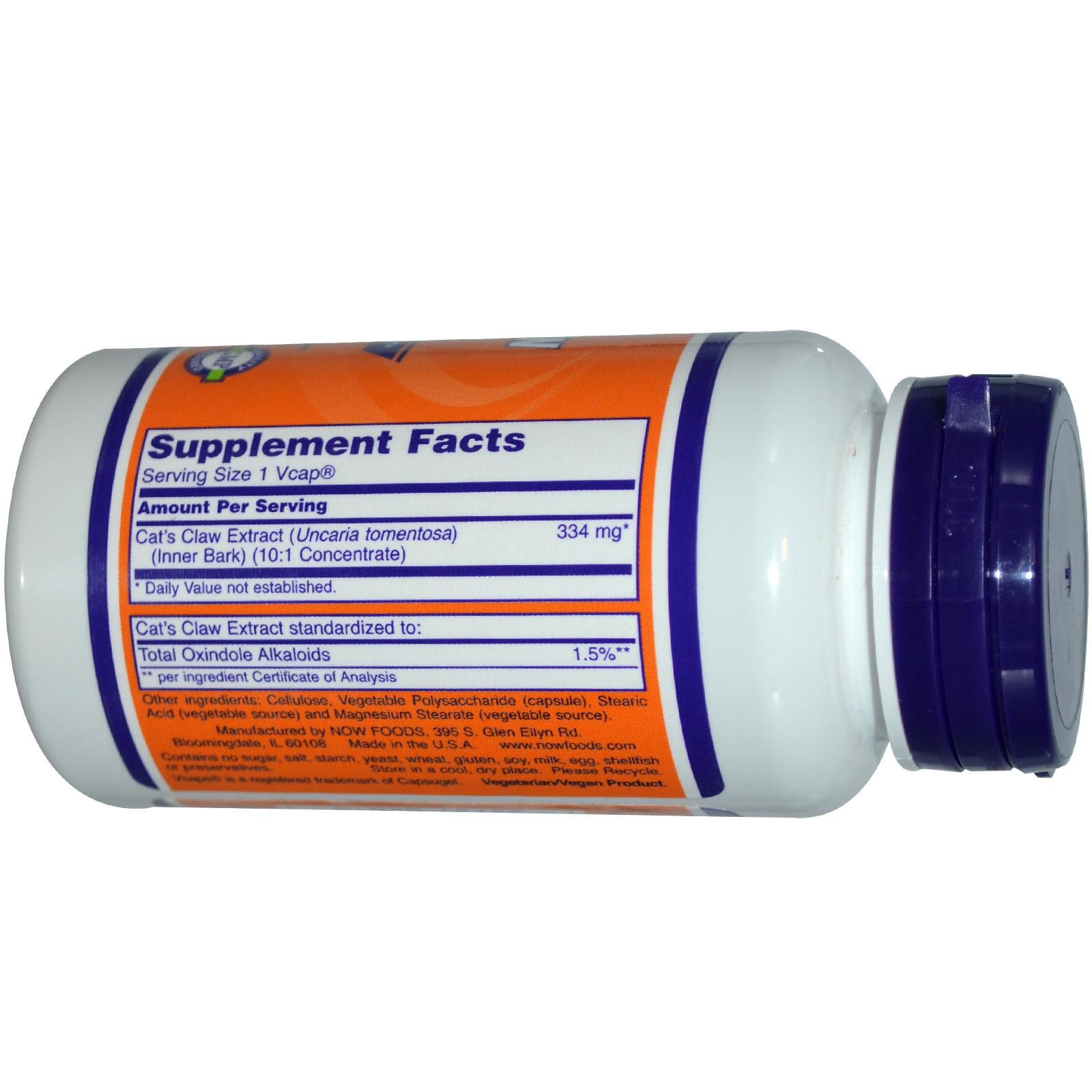 Cat’s Claw, Кошачий Коготь, Now Foods, 334 мг, 60 капсул