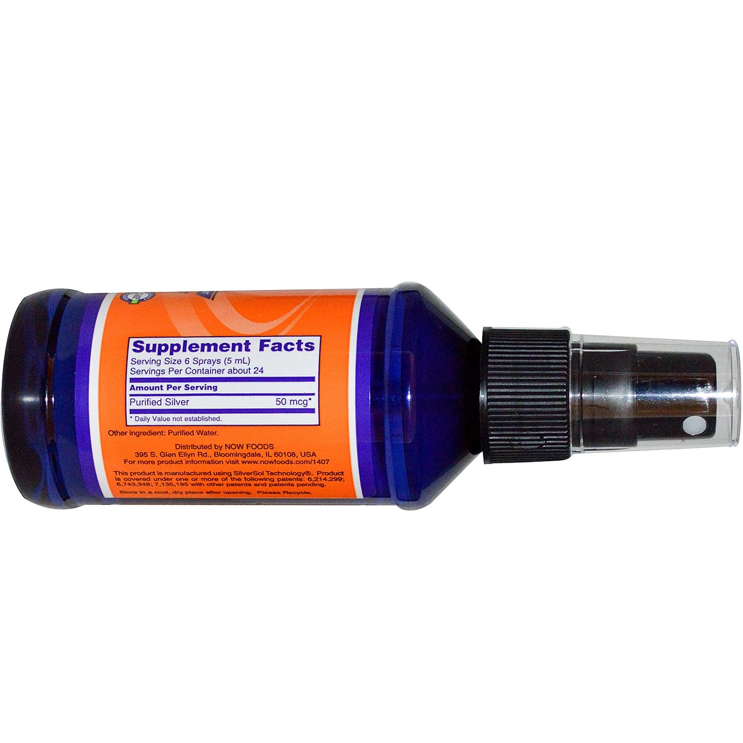 Спрей коллоидное серебро содержит частицы серебра высшей пробы Now Foods, 118 мл