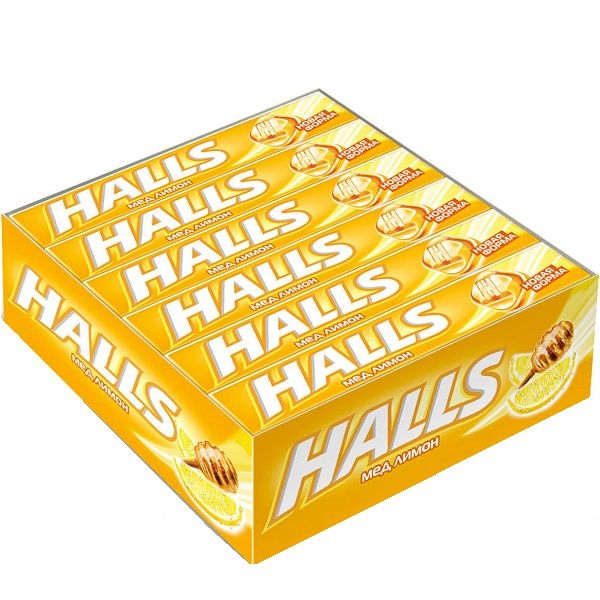 Карамель леденцовая Halls со вкусом меда и лимона, 12 упаковок по 25 г