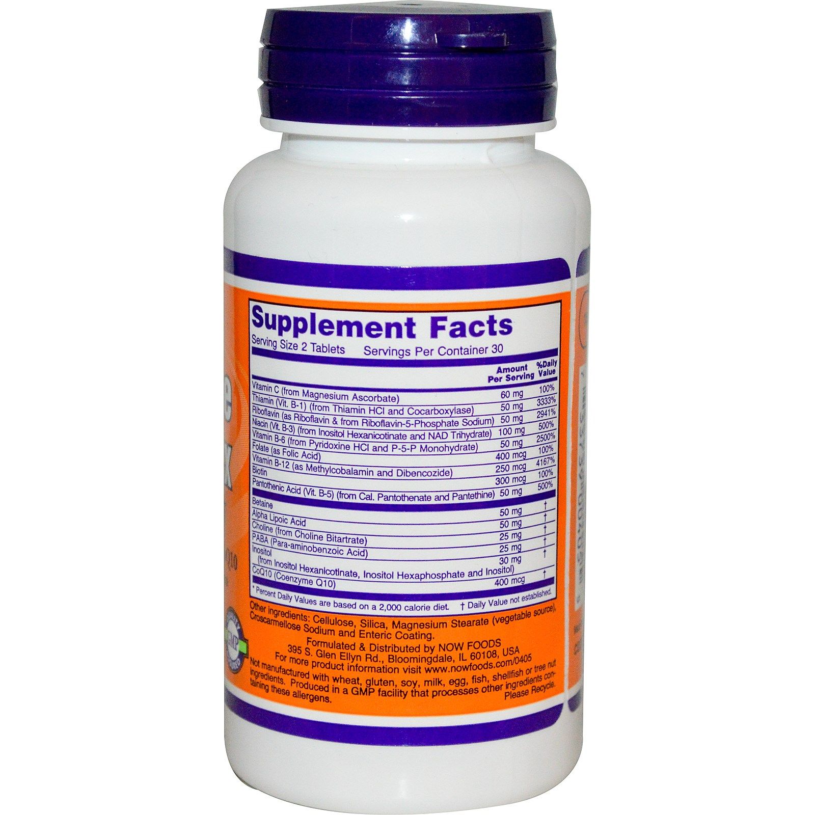 Co-Enzyme B-Complex Помощь нервной системе, повышение уровня энергии Now Foods, 60 таблеток