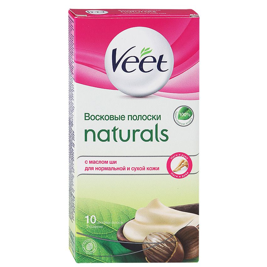 Полоски восковые для депиляции с маслом ши Veet, 10 шт