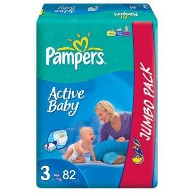 Подгузники для детей Active Baby Dry Midi Pampers 4-9, 82 шт