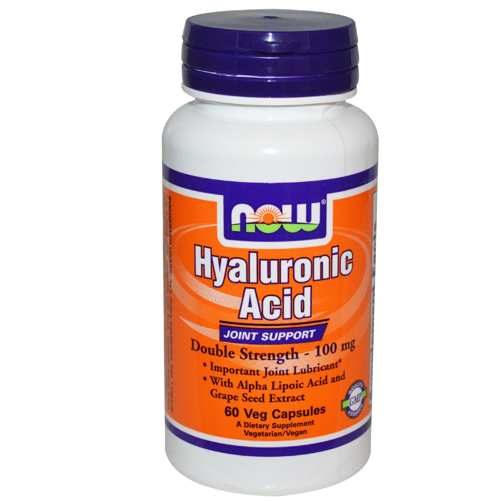 Нау Фудс Хаиэлуроник Эсид   Здоровые суставы  Hyaluronic Acid  Now Foods  100 мг, 60 капсул
