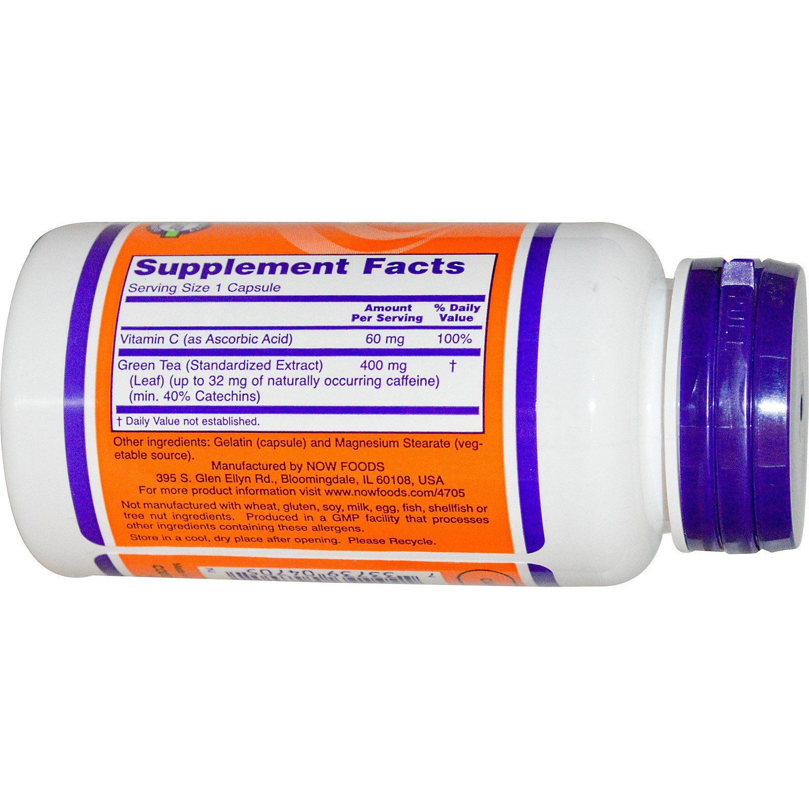 Экстракт зелёного чая Green Tea Extract для уменьшения чувства усталости и улучшения умственной деятельности 400 мг Now Foods, 100 шт