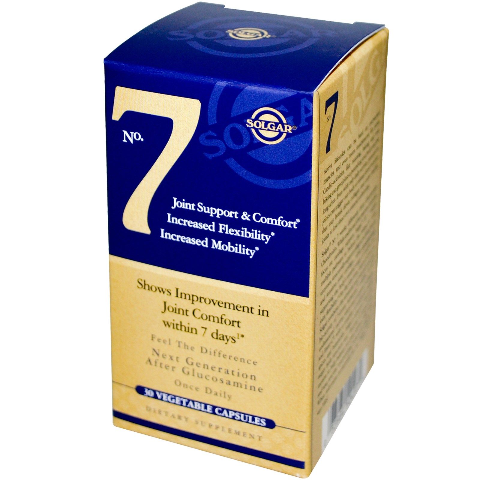 Солгар №7   Подвижность и гибкость суставов у спортсменов                            и людей с избыточной массой тела  Solgar №7, 540 мг, 30 капсул