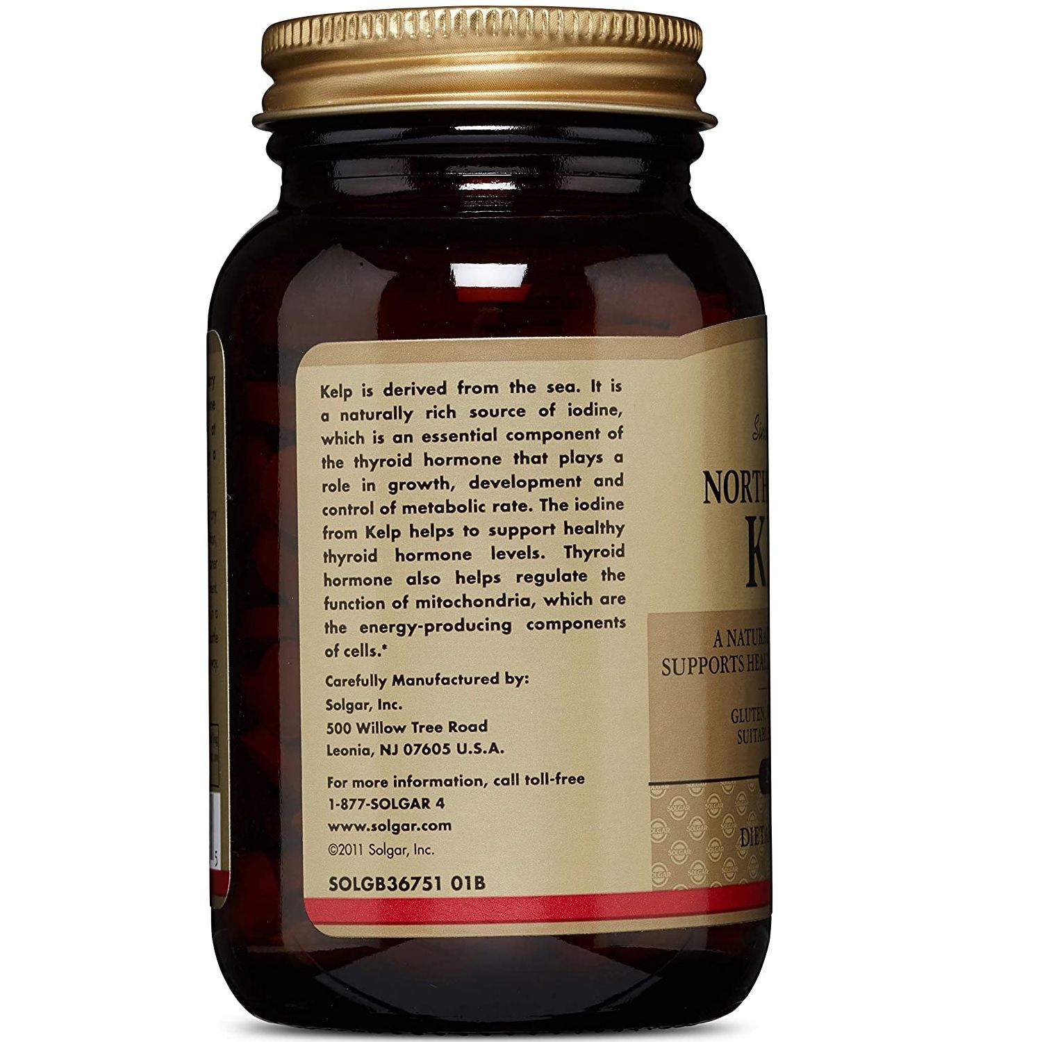 North Atlantic Kelp and Potassium Iodide - Йод из бурых водорослей и Йодид Калия Solgar, 250 таблеток