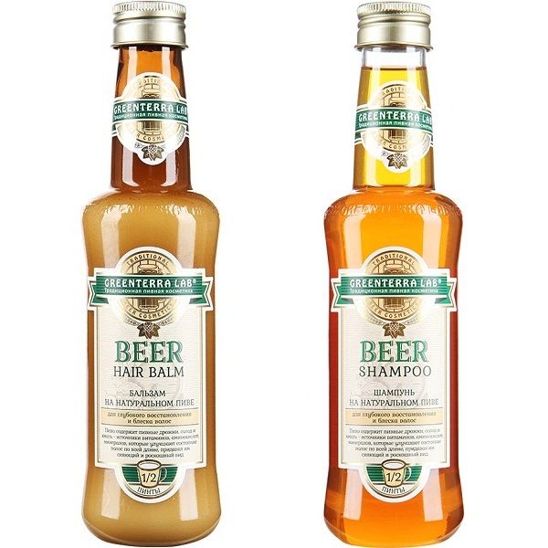 Набор Greenterra Lab шампунь 284 мл + бальзам 284 мл на натуральном пиве для глубокого восстановления и блеска волос