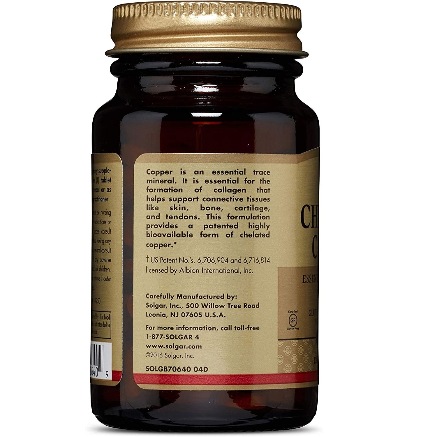 Хелат меди Chelated Copper Solgar 400 мг, 100 таблеток