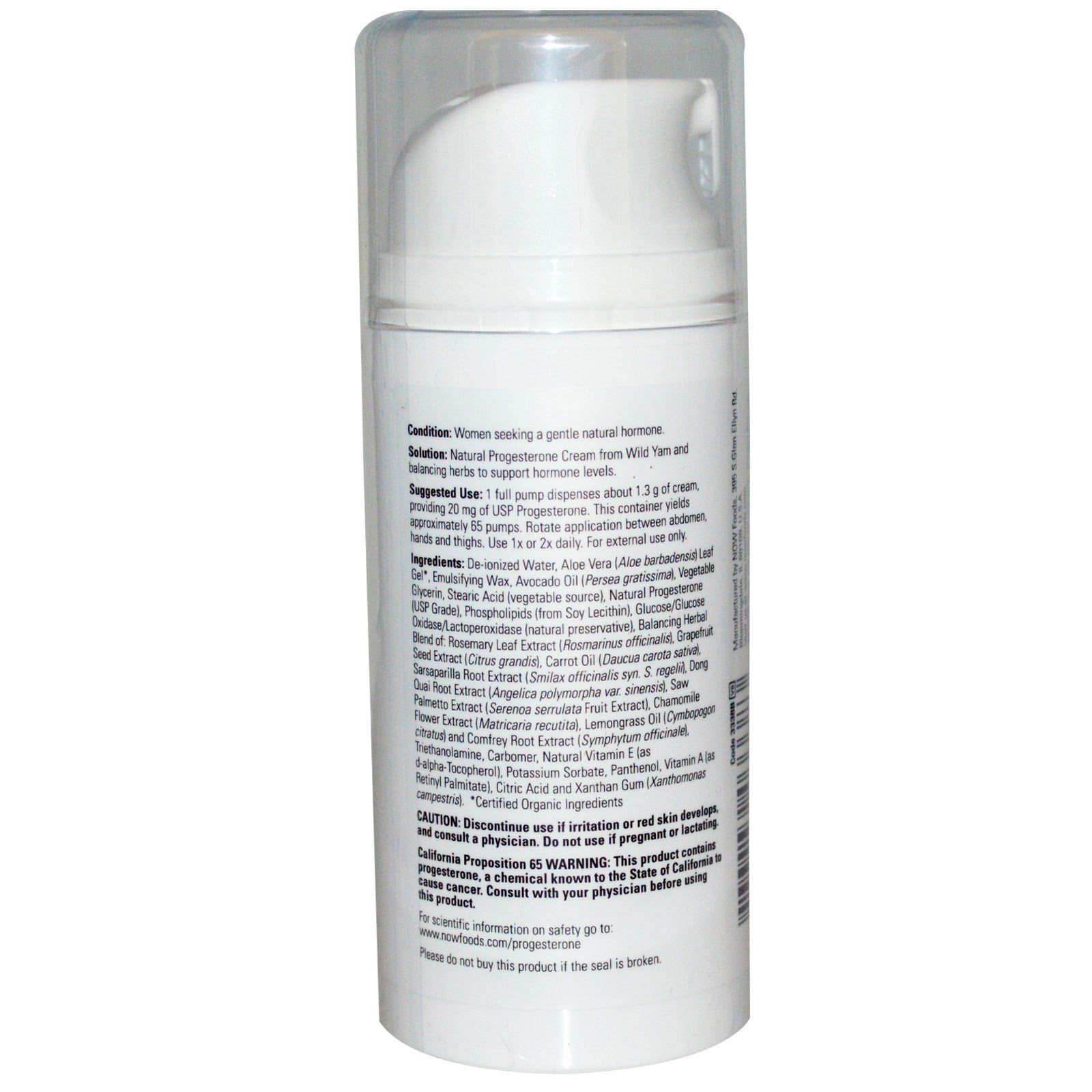 Крем Прогестерон Natural Progesterone для женщин в период климакса Now Foods, 85 г
