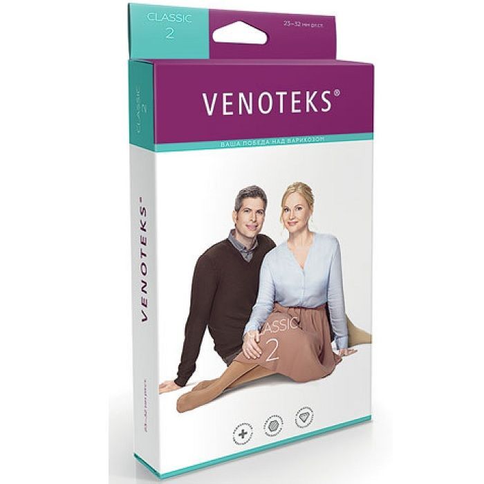 Компрессионные чулки Venoteks Classic 2C213 (2 класс компрессии) темно-бежевые размер L