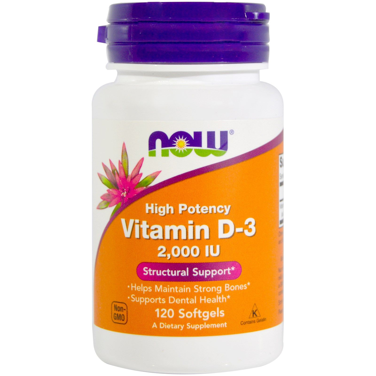 Vitamin D3, Лечение недостатка Витамина D3, Now Foods, 2000 мкг, 120 капсул