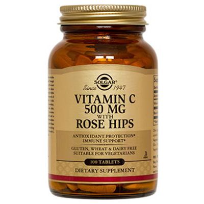Солгар Витамин С и шиповник  Антиоксидантное действие  Solgar  500 мг, 100 таблеток