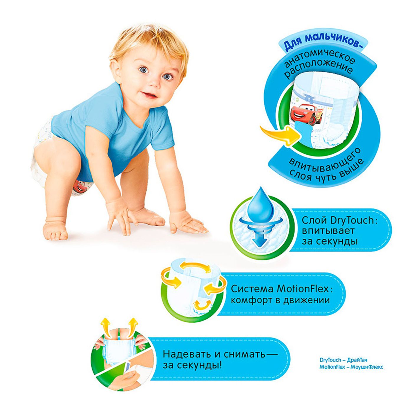 Подгузники-трусики для мальчиков 9-14 кг (размер 4) Huggies, 17 шт