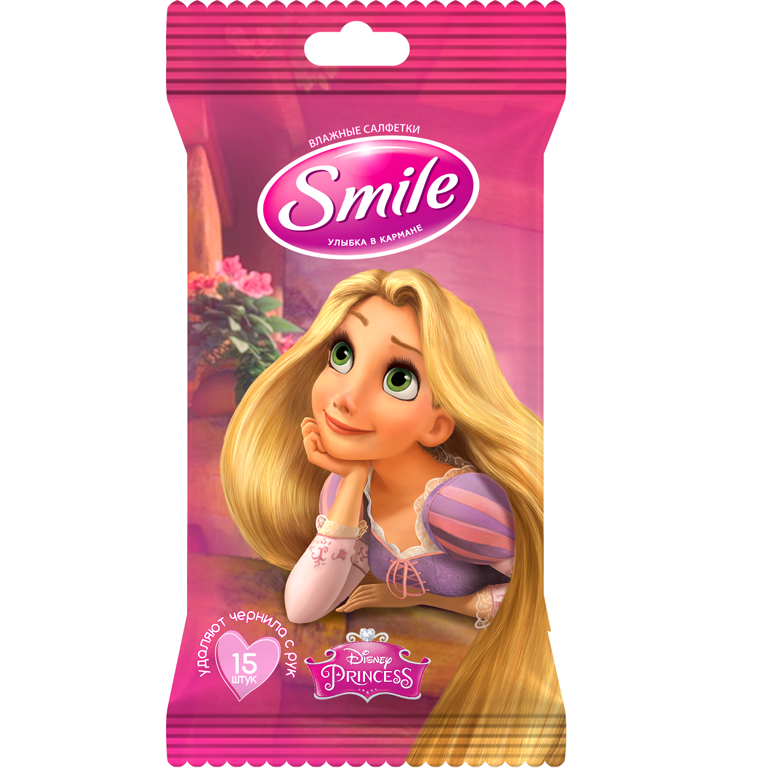 Детские влажные салфетки Smile лицензионные герои, 15 шт