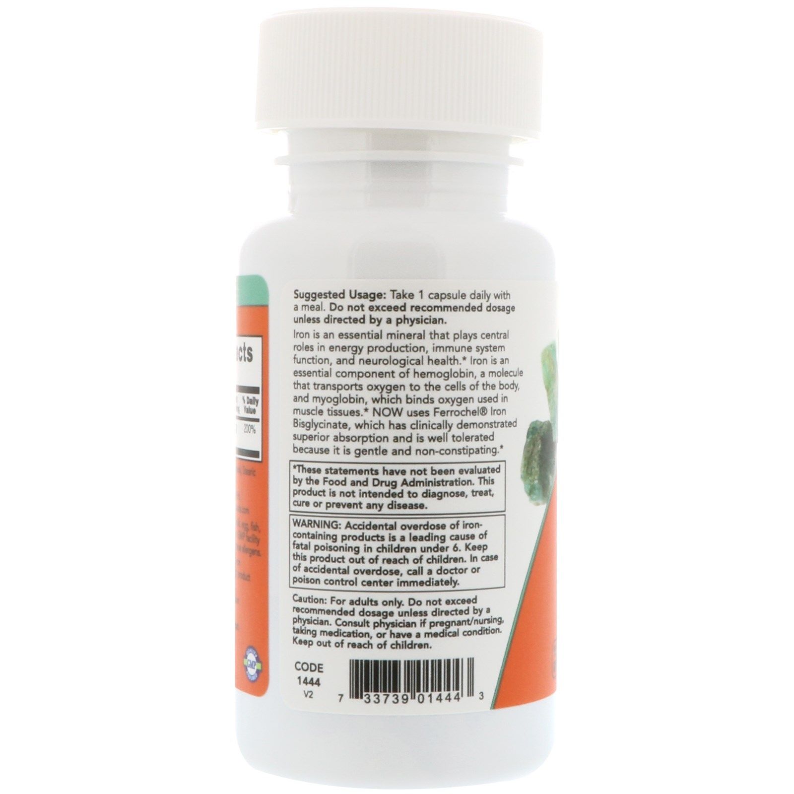 Железо Iron двойная сила Now Foods 36 мг, 90 растительных капсул