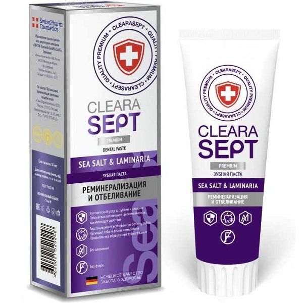 Зубная паста Sea Salt & Laminaria Реминерализация и отбеливание ClearaSept, 75 мл