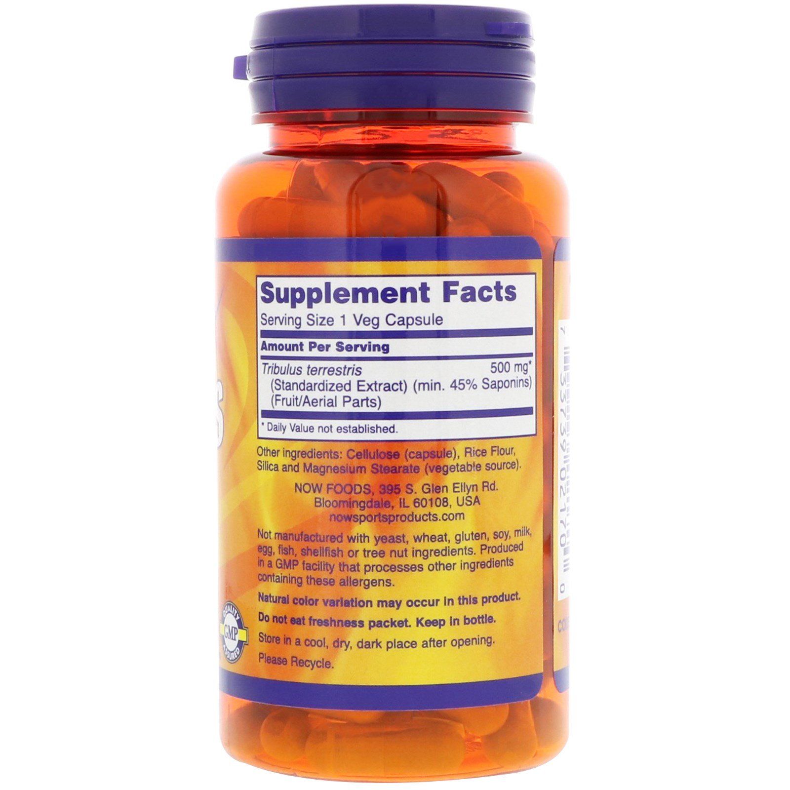 Трибулус Tribulus для усиления жизненной силы и потенции 500 мг Now Foods, 100 шт