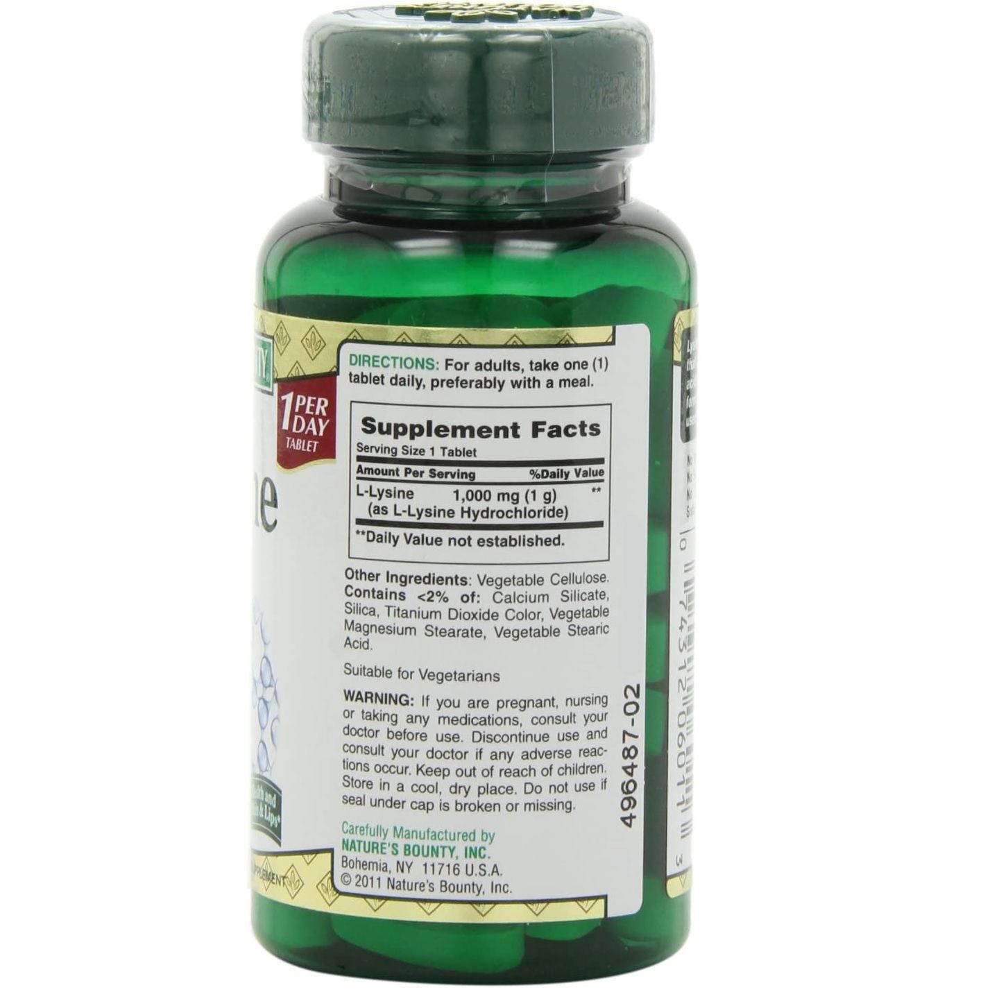 L-lysine L-лизин для поддержки иммуной системы Nature's Bounty 1000 мг, 60 таблеток