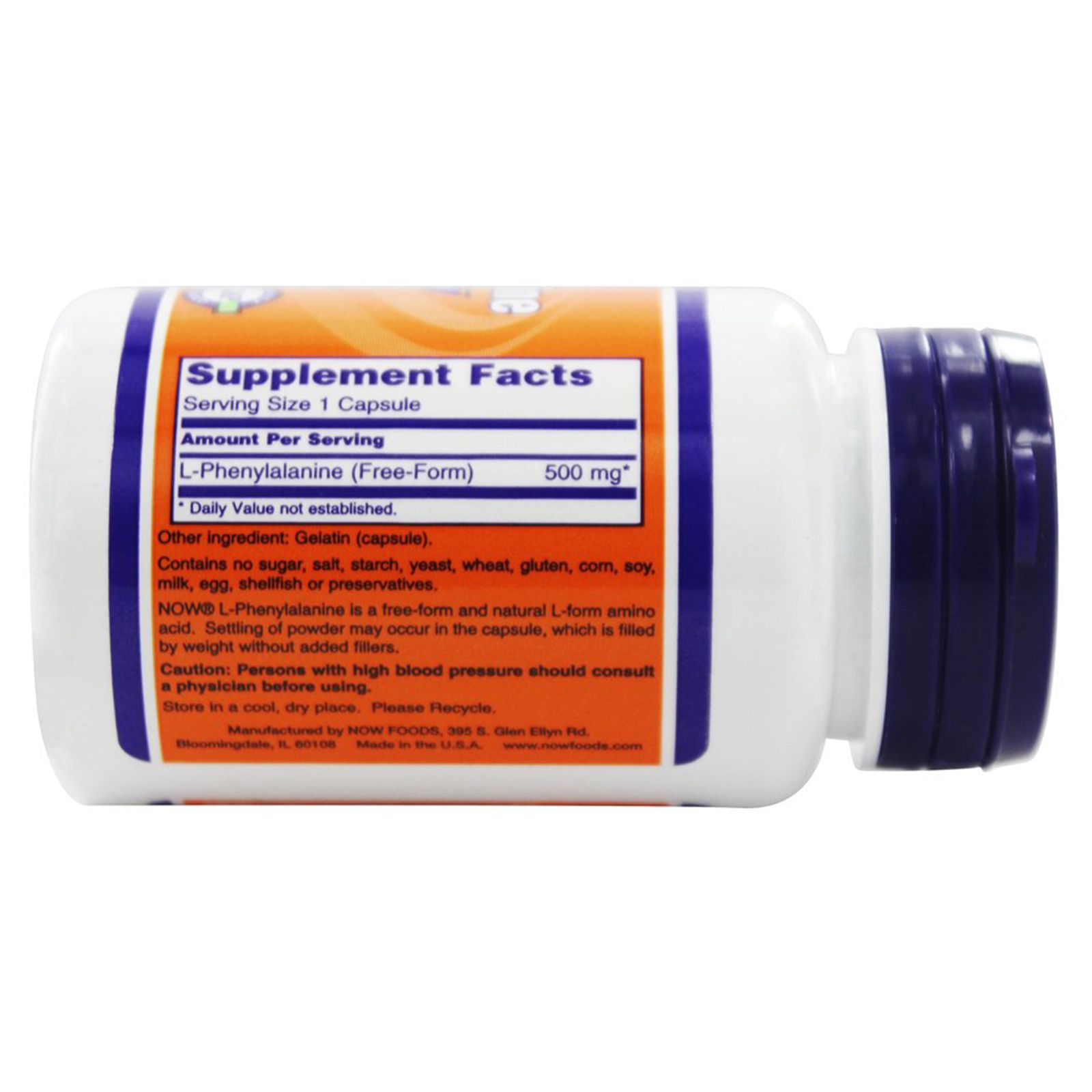 L-Phenylalanine, L-Фенилаланин, Ум и настроение, Now Foods, 500 мг, 60 капсул