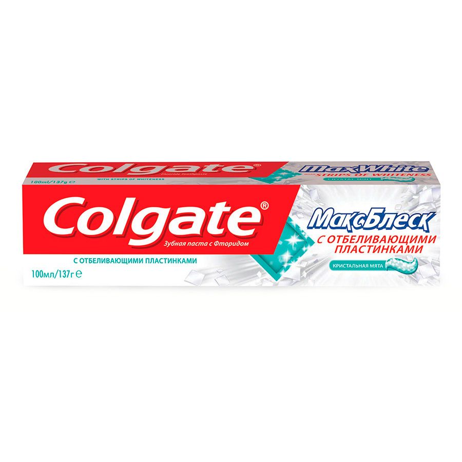 Зубная паста Макс Блеск с отбеливающими пластинками Colgate, 100 мл