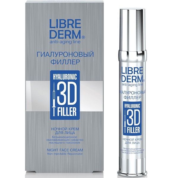 Ночной крем для лица 3D Librederm Гиалуроновый филлер, 30 мл