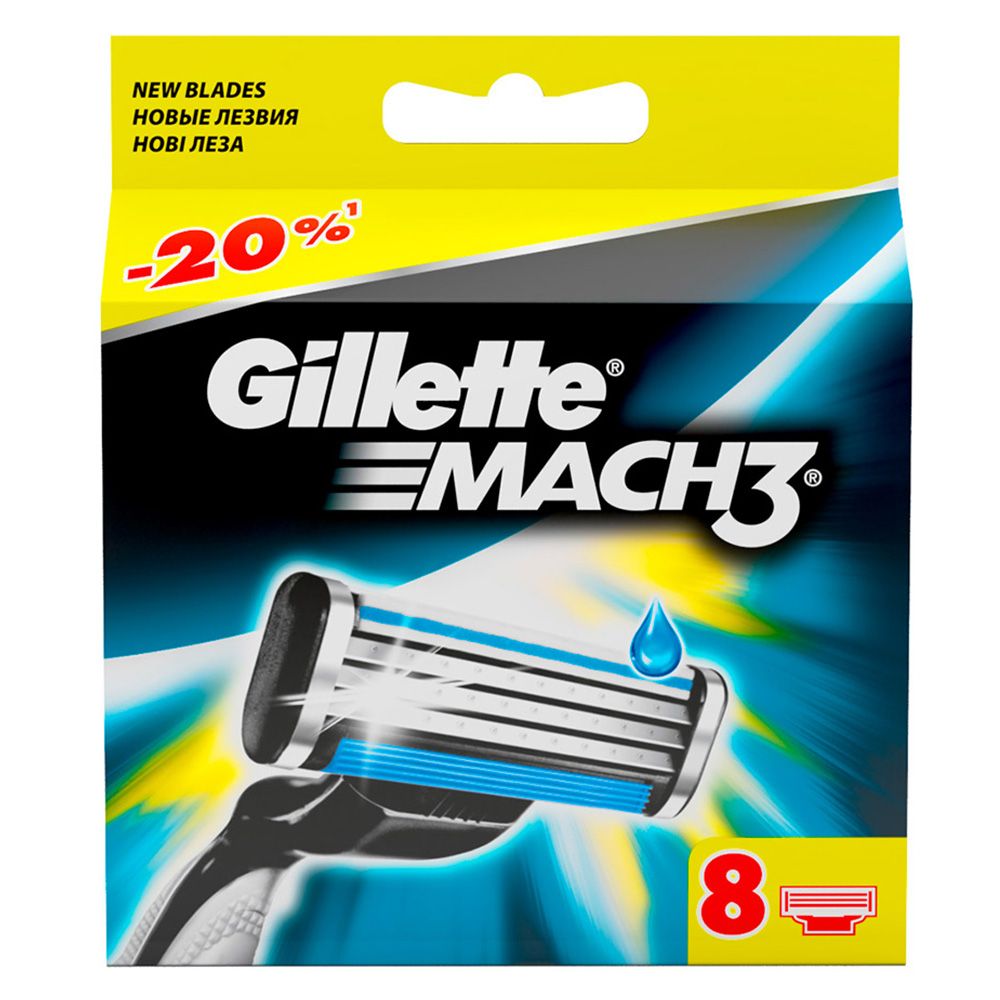 Сменные кассеты mach3 Gillette, 8 шт