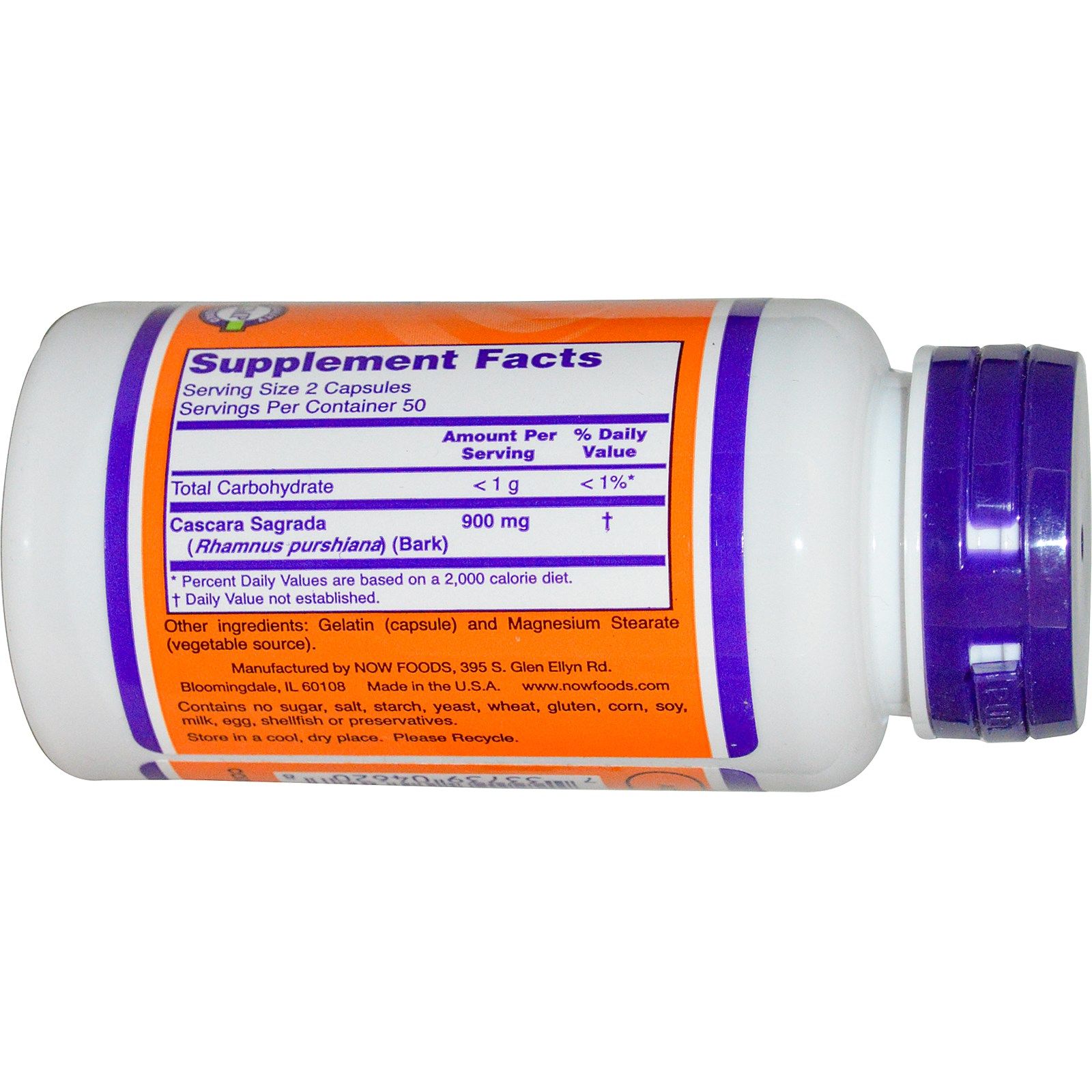 «Каскара Саграда» (Cascara Sagrada) от Now Foods, 450 мг, 100 капсул