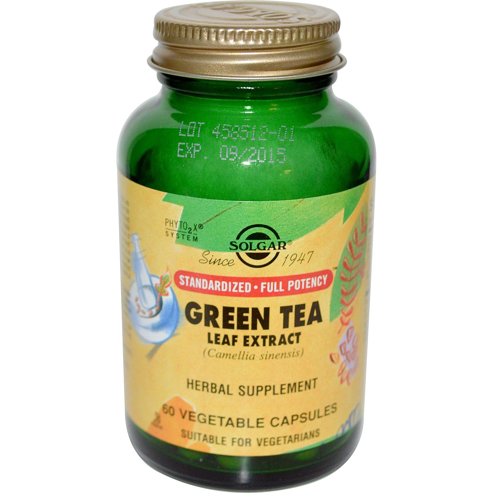 Солгар Экстракт листьев зеленого чая  Мощное антиоксидантное действие  Solgar 500 мг, 60 капсул