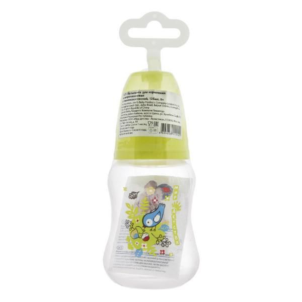 Бутылочка полипропиленовая для кормления эргономичной формы с силиконовой соской Мир Детства, 125 мл