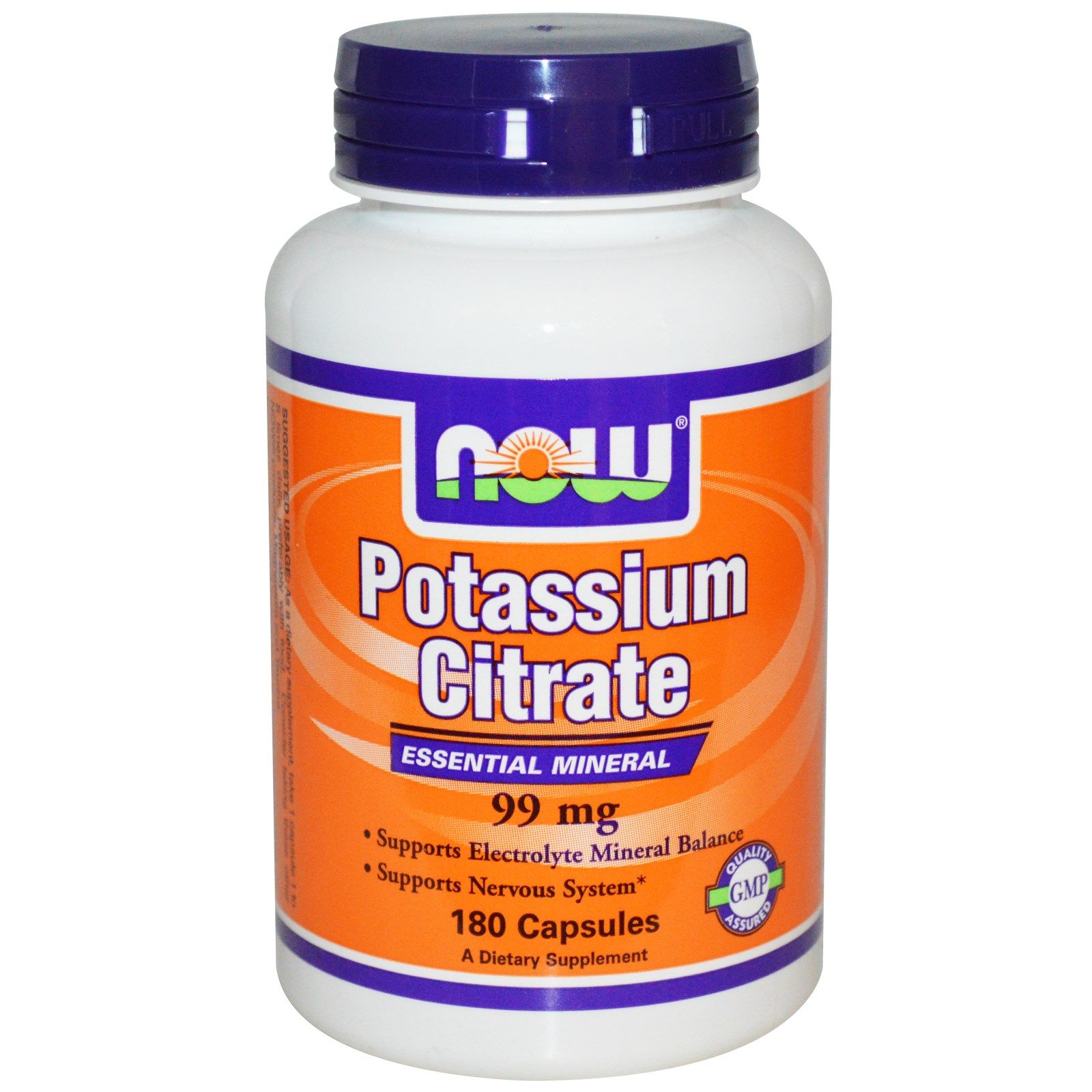 Potassium Citrare  Калий  Кислотно-щелочной баланс Now Foods, 99 мг, 180 капсул