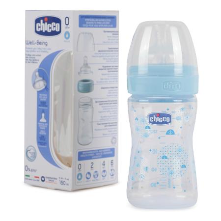 Бутылочка с латексной соской Chicco Well-Being Boy от 0 мес, 150 мл