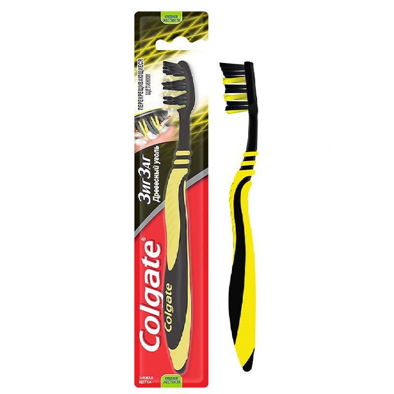 Зубная щетка Зиг Заг с древесным углем средняя Colgate, 1 шт