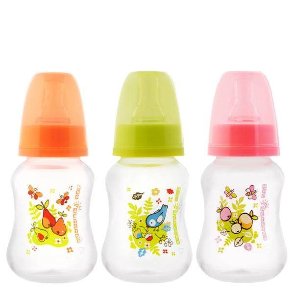 Бутылочка полипропиленовая для кормления эргономичной формы с силиконовой соской Мир Детства, 125 мл