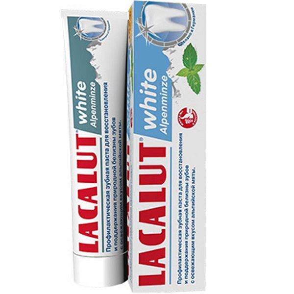 Зубная паста для восстановления и поддержания белизны зубов Lacalut Alpenminze, 75 мл
