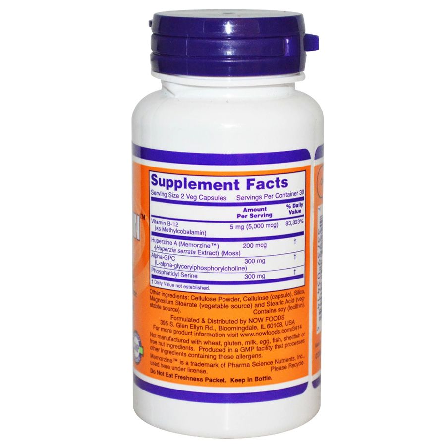 Активатор памяти remembrain для здорового мышления Now Foods, 60 капсул на растительной основе