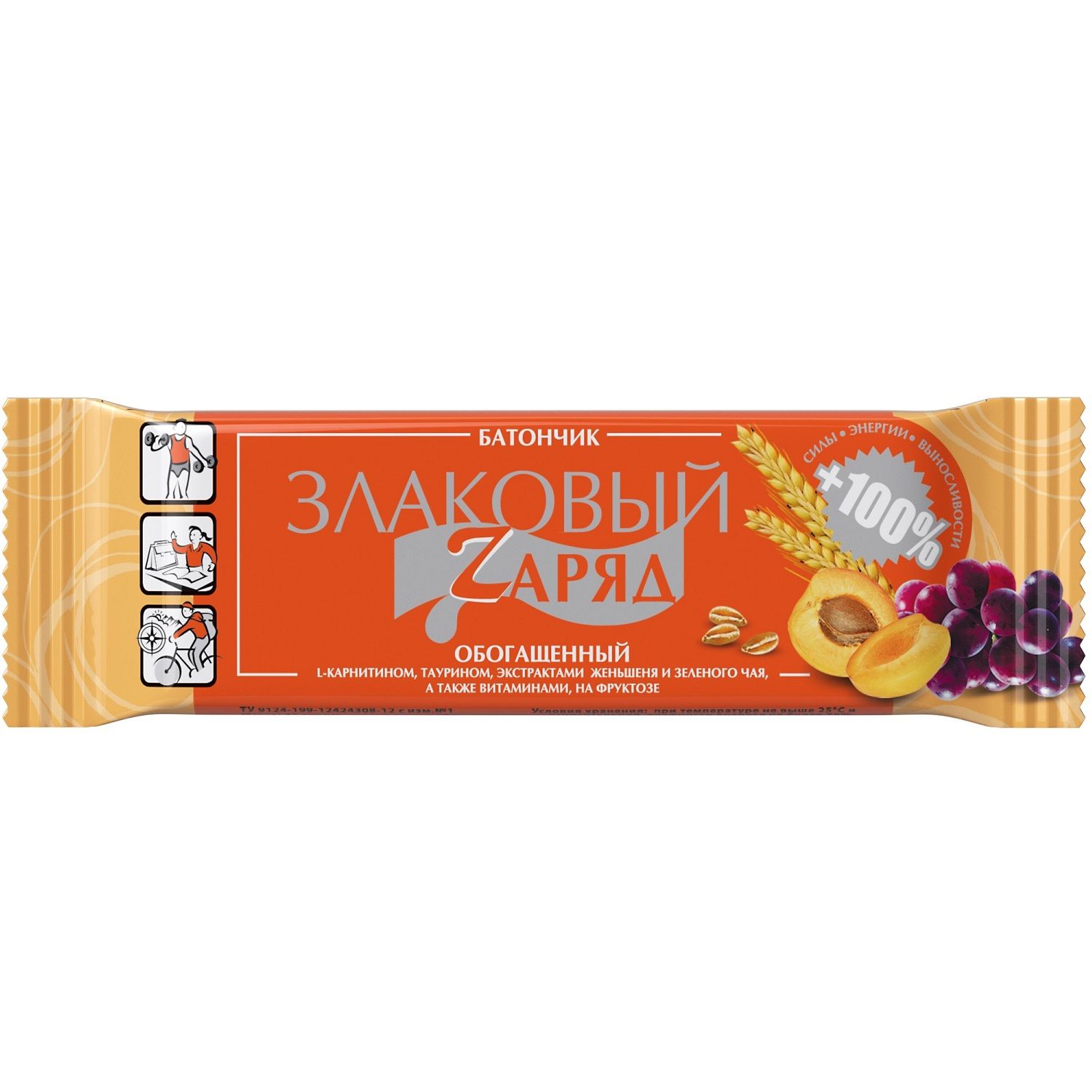 Батончики "Злаковый заряд" для восстановления сил на фруктозе Арт Лайф, 24 шт