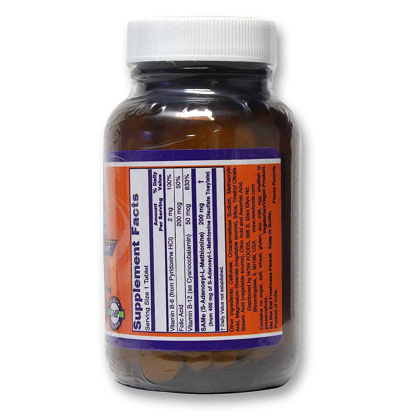 Нау Фудс Аденозилметионин Здоровье печени, почек, нервной системы SAMe Now Foods 200 мг, 30 таблеток